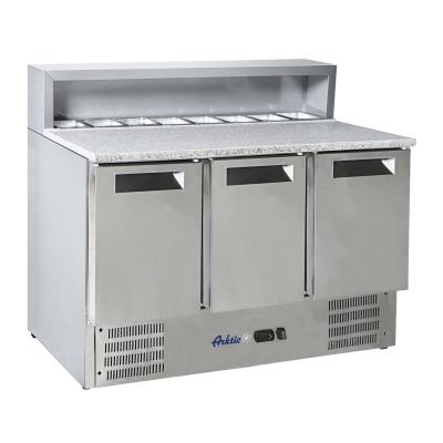 třídveřový chladicí stůl s horní deskou a žulovou pracovní deskou, Arktic, 1365x700x(H)1070mm | 236215